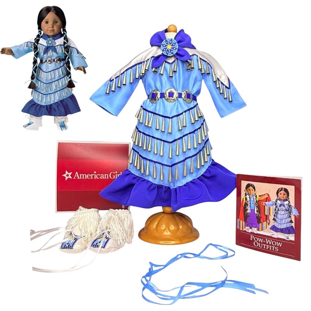 American Girl Kaya Doll Jingle Dress Belt Hair Ribbons Moccasins Pamphlet Box